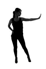 Image showing stylish silhouette of caucasian woman posin