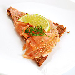 Image showing Fresh salmon sandwich