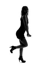 Image showing stylish silhouette of caucasian woman posin