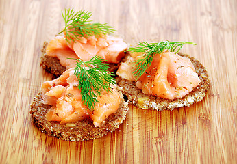 Image showing appetizers with salmon 