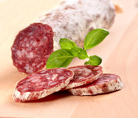 Image showing Sliced salami