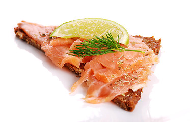 Image showing Fresh salmon sandwich 