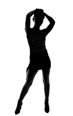 Image showing stylish silhouette of caucasian woman posin