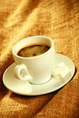 Image showing Cup of coffee with canvas background 