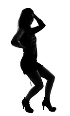 Image showing stylish silhouette of caucasian woman posin