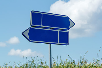 Image showing sign road with blue sky 