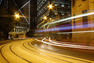 Image showing Modern city with night traffic