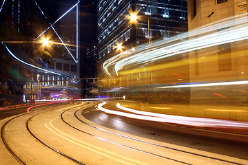 Image showing Traffic through downtown of Hong Kong at night