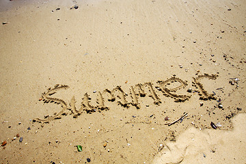 Image showing Summer words on sand