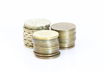 Image showing Stack of coins isolated on white background