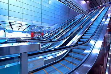 Image showing Moving escalator in blurred motion