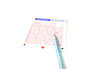 Image showing Lottery with pen on white background