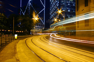 Image showing Traffic through downtown of Hong Kong at night