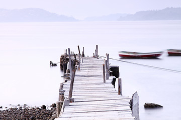 Image showing Sunset pier under long exposure, high key image.