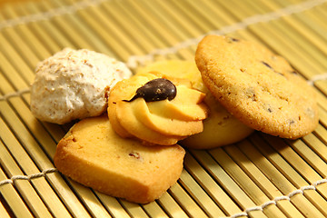 Image showing Cookies on bamboo plate