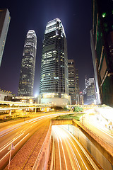 Image showing Traffic in modern city at night