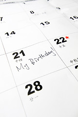 Image showing Birthday on calendar