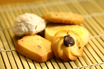 Image showing Cookies on bamboo plate