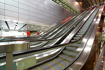 Image showing Moving escalator in blurred motion