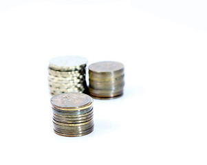 Image showing Stack of coins isolated on white background