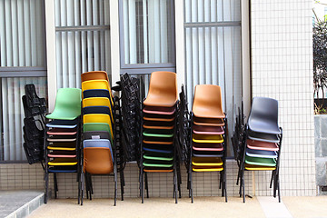 Image showing Many colorful chairs