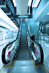 Image showing Moving escalator in subway station