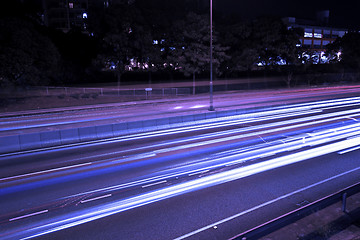 Image showing Traffic in highway of Hong Kong at night