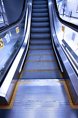 Image showing Moving escalator in a subway station
