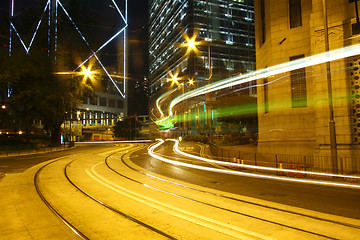 Image showing Traffic through downtown of Hong Kong at night