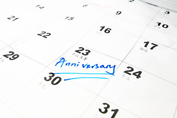 Image showing Anniversary on calendar