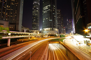 Image showing Traffic through downtown of Hong Kong at night