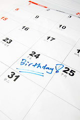 Image showing Birthday on calendar