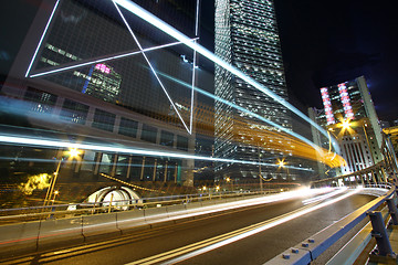 Image showing Traffic through downtown of Hong Kong at night