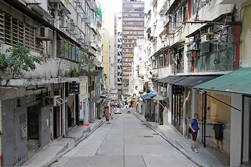 Image showing Old street and modern buildings in Hong Kong