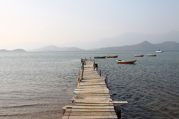 Image showing Wooden pier over the sea