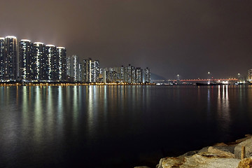 Image showing Hong Kong apartment blocks at night