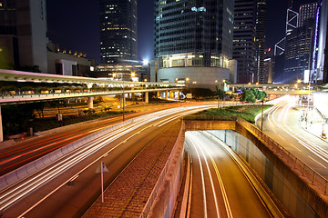 Image showing Traffic in modern city at night