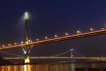 Image showing Ting Kau Bridge in Hong Kong at night