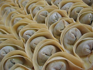 Image showing Food - Rows Of Chinese Dumpling Or Wanton