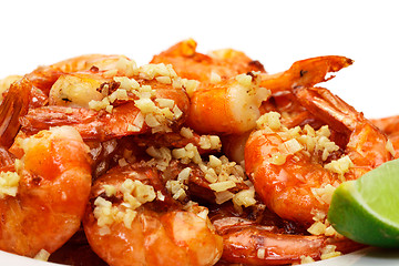 Image showing Fried King Prawns Served in Plate