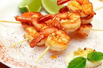 Image showing Fried King Prawns Served in Plate