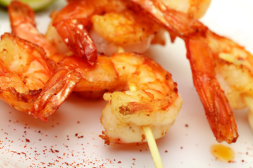 Image showing Fried King Prawns Served in Plate