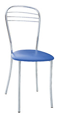 Image showing Metal chair with a soft blue seat