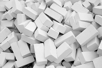 Image showing A large pile of white silicate bricks