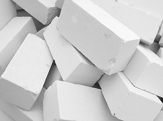 Image showing A large pile of white bricks