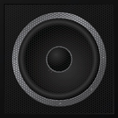 Image showing Black loudspeaker closeup