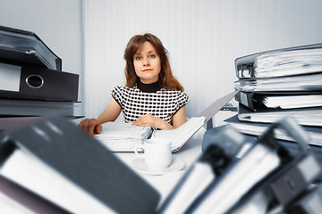 Image showing Business woman working in office with documents