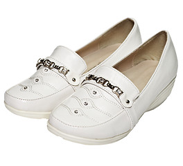 Image showing Women's white leather shoes