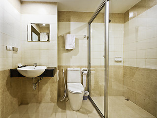 Image showing Bathroom in a budget hotel