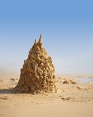 Image showing Surreal sand castle on beach